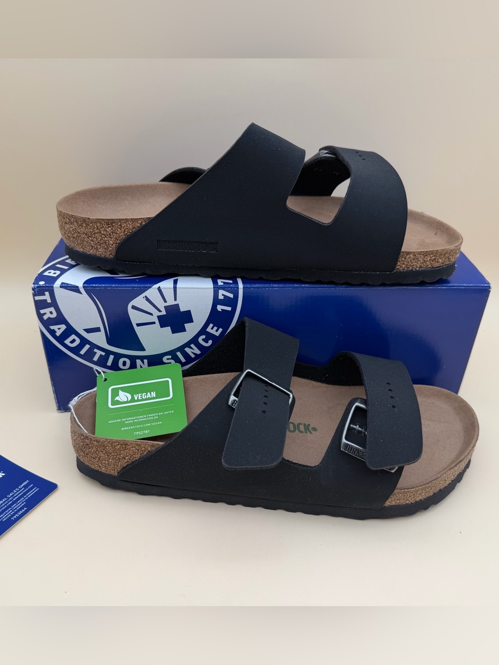 Birkenstock Arizona Vegan Regular Fit Black Size Men’s 7 Women’s 9 EU 40 New
